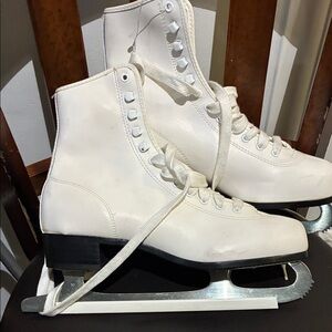 White Figure Skates with Black Heel